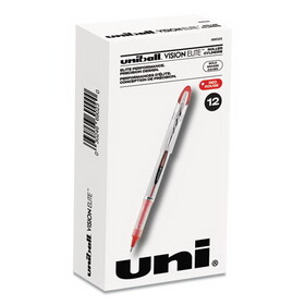 uni-ball UBC69023 VISION ELITE Hybrid Gel Pen, Stick, Bold 0.8 mm, Red Ink, White/Red/Clear Barrel