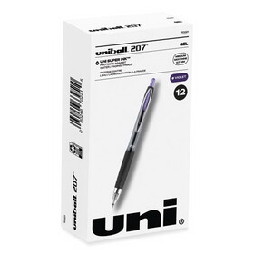 uni-ball UBC70221 Signo 207 Gel Pen, Retractable, Medium 0.7 mm, Violet Ink, Smoke/Black/Violet Barrel, Dozen