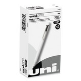 uniball UBC70362 uniONE Gel Pen, Retractable, Medium 0.7 mm, Black Ink, White/Black Barrel, Dozen