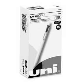 uniball UBC70362 uniONE Gel Pen, Retractable, Medium 0.7 mm, Black Ink, White Barrel, Dozen