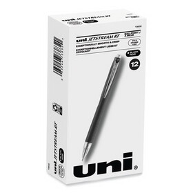 uni-ball 73832 Jetstream Retractable Ballpoint Pen, Bold 1mm, Black Ink, Black Barrel