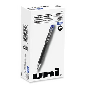 uni-ball UBC73833 Jetstream Retractable Hybrid Gel Pen, Bold 1 mm, Blue Ink, Black/Silver/Blue Barrel