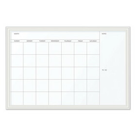 U Brands UBR2075U0001 Magnetic Dry Erase Calendar with Decor Frame, One Month, 30 x 20, White Surface, White Wood Frame