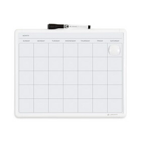 U Brands UBR260U0004 Magnetic Dry Erase Monthly Calendar, 14 x 11.66, White Surface, White Plastic Frame
