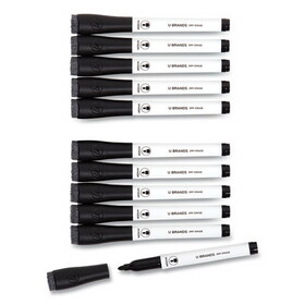 U Brands 2922U00-12 Medium Point Low-Odor Dry-Erase Markers with Erasers, Black, Dozen