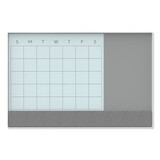 U Brands 3196U00-01 3N1 Magnetic Glass Dry Erase Combo Board, 24 x 18, Month View, White Surface and Frame