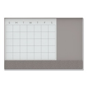 U Brands UBR3198U0001 3N1 Magnetic Glass Dry Erase Combo Board, 47 x 35, Month View, Gray/White Surface, White Aluminum Frame