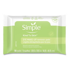 Simple 27222CT Eye And Skin Care, Eye Make-Up Remover Pads, 30/Pack, 6 Packs/Carton