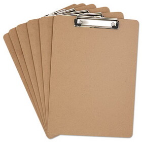 Universal UNV05562 Hardboard Clipboard with Low-Profile Clip, 0.5" Clip Capacity, Holds 8.5 x 11 Sheets, Brown, 6/Pack