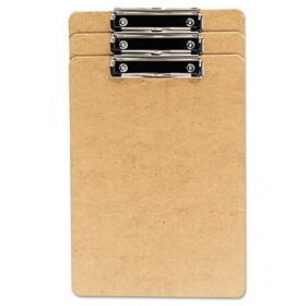 Universal UNV05563 Hardboard Clipboard with Low-Profile Clip, 0.5" Clip Capacity, Holds 8.5 x 14 Sheets, Brown, 3/Pack