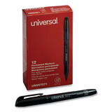 Universal UNV07071 Pen Style Permanent Markers, Fine Point, Black, Dozen