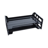 Universal UNV08101 Side Load Legal Desk Tray, Two Tier, Plastic, Black