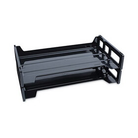 Universal UNV08101 Side Load Legal Desk Tray, Two Tier, Plastic, Black