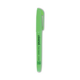 Universal UNV08852 Pocket Highlighters, Fluorescent Green Ink, Chisel Tip, Green Barrel, Dozen