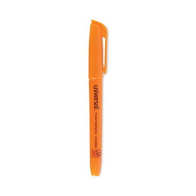 Universal UNV08853 Pocket Highlighters, Fluorescent Orange Ink, Chisel Tip, Orange Barrel, Dozen