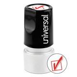 Universal UNV10075 Round Message Stamp, Check Mark, Pre-Inked/re-Inkable, Red