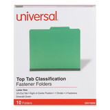 Universal UNV10202 Pressboard Folder, Letter, Four-Section, Emerald Green, 10/box
