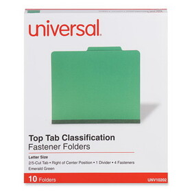 Universal UNV10202 Pressboard Folder, Letter, Four-Section, Emerald Green, 10/box