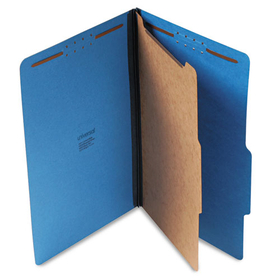 Universal UNV10211 Bright Colored Pressboard Classification Folders, 2" Expansion, 1 Divider, 4 Fasteners, Legal Size, Cobalt Blue, 10/Box