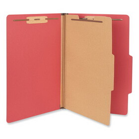 Universal UNV10213 Bright Colored Pressboard Classification Folders, 2" Expansion, 1 Divider, 4 Fasteners, Legal Size, Ruby Red Exterior, 10/Box