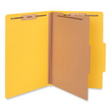 Universal UNV10214 Pressboard Classification Folders, Legal, Four-Section, Yellow, 10/box