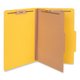 Universal UNV10214 Bright Colored Pressboard Classification Folders, 2" Expansion, 1 Divider, 4 Fasteners, Legal Size, Yellow Exterior, 10/Box