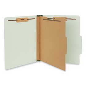 Universal UNV10253 Four-Section Pressboard Classification Folders, 2" Expansion, 1 Divider, 4 Fasteners, Letter Size, Gray-Green, 10/Box