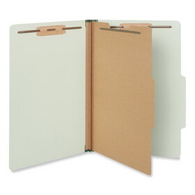 Universal UNV10261 Four-Section Pressboard Classification Folders, 2" Expansion, 1 Divider, 4 Fasteners, Legal Size, Green Exterior, 10/Box
