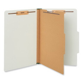 Universal UNV10262 Four-Section Pressboard Classification Folders, 2" Expansion, 1 Divider, 4 Fasteners, Legal Size, Gray Exterior, 10/Box