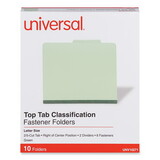 Universal UNV10271 Pressboard Classification Folder, Letter, Six-Section, Green, 10/box