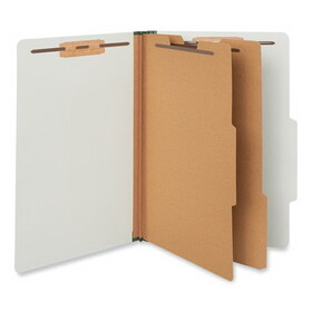 Universal UNV10282 Six-Section Pressboard Classification Folders, 2" Expansion, 2 Dividers, 6 Fasteners, Legal Size, Gray Exterior, 10/Box