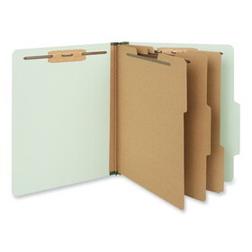Universal UNV10293 Eight-Section Pressboard Classification Folders, 3" Expansion, 3 Dividers, 8 Fasteners, Letter Size, Gray-Green, 10/Box