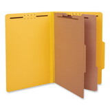 Universal UNV10314 Bright Colored Pressboard Classification Folders, 2 Dividers, Legal Size, Yellow, 10/Box
