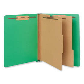 Universal UNV10317 Deluxe Six-Section Pressboard End Tab Classification Folders, 2 Dividers, 6 Fasteners, Letter Size, Green, 10/Box