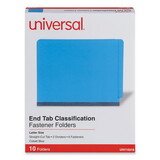 Universal UNV10318 Pressboard End Tab Classification Folders, Letter, Six-Section, Blue, 10/box