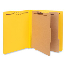 Universal UNV10319 Deluxe Six-Section Pressboard End Tab Classification Folders, 2 Dividers, 6 Fasteners, Letter Size, Yellow, 10/Box