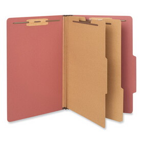 Universal UNV10403 Six-Section Classification Folders, Heavy-Duty Pressboard Cover, 2 Dividers, 6 Fasteners, Legal Size, Brick Red, 20/Box