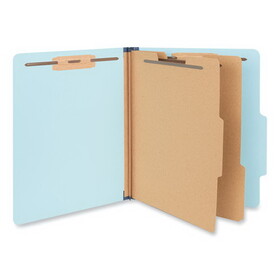 Universal UNV10409 Six-Section Classification Folders, Heavy-Duty Pressboard Cover, 2 Dividers, 2.5" Expansion, Letter Size, Light Blue, 20/Box