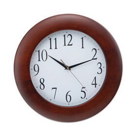 Universal UNV10414 Round Wood Clock, 12 3/4", Cherry
