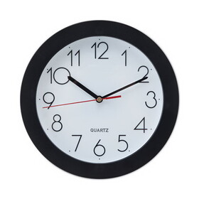 Universal UNV10421 Round Wall Clock, 9 3/4", Black