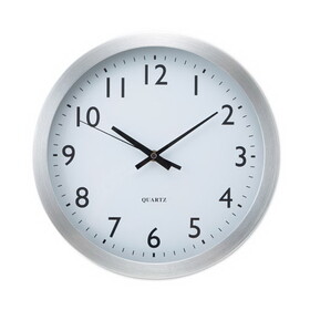 Universal UNV10425 Brushed Steel Finish Wall Clock, 12", Silver, 1 AA Battery