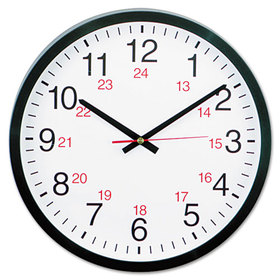 Universal UNV10441 24-Hour Round Wall Clock, 12 5/8", Black