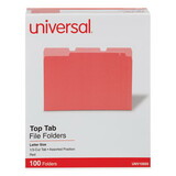 Universal UNV10503 File Folders, 1/3 Cut One-Ply Top Tab, Letter, Red/light Red, 100/box