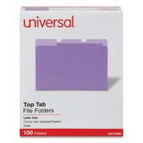 Universal UNV10505 File Folders, 1/3 Cut One-Ply Top Tab, Letter, Violet/light Violet, 100/box