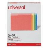 Universal UNV10506 File Folders, 1/3 Cut Single-Ply Top Tab, Letter, Assorted, 100/box