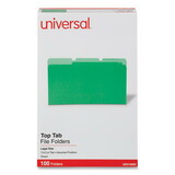 Universal UNV10522 File Folders, 1/3 Cut One-Ply Tab, Legal, Bright Green/light Green, 100/box