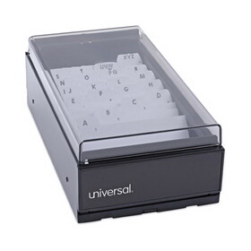UNIVERSAL OFFICE PRODUCTS UNV10601 Business Card File, Metal/plastic, 4 1/4 X 8 1/4 X 2 1/2, Black/smoke