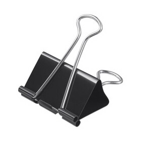 Universal UNV11112 Binder Clips with Storage Tub, Large, Black/Silver, 12/Pack