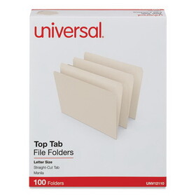 Universal UNV12110 File Folders, Straight Cut, One-Ply Top Tab, Letter, Manila, 100/box