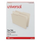 Universal UNV12112 File Folders, 1/2 Cut, One-Ply Top Tab, Letter, Manila, 100/box